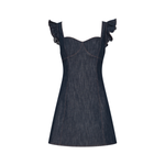 Ruffled Strap Sleeveless Denim Dress