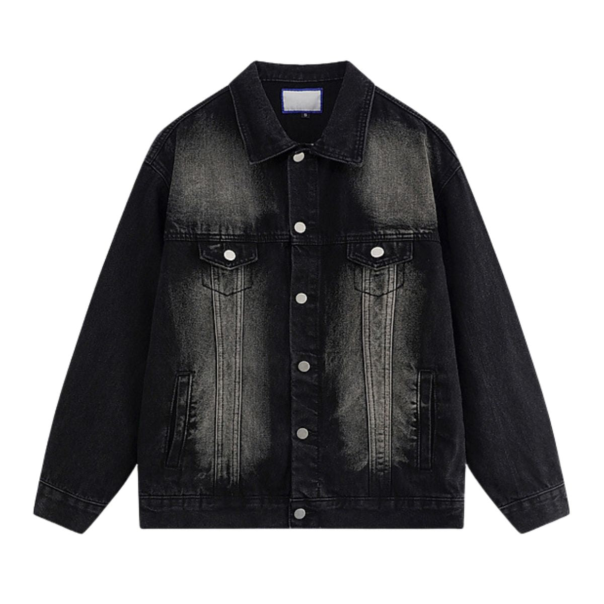 Unisex Retro Street style Distressed Washed Blue&yellow Mud-dyed Denim Jacket