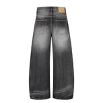 Vintage Washed Barrel Leg Distressed Jeans