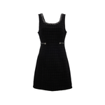 Black Jacquard Denim Beaded Mini Dress