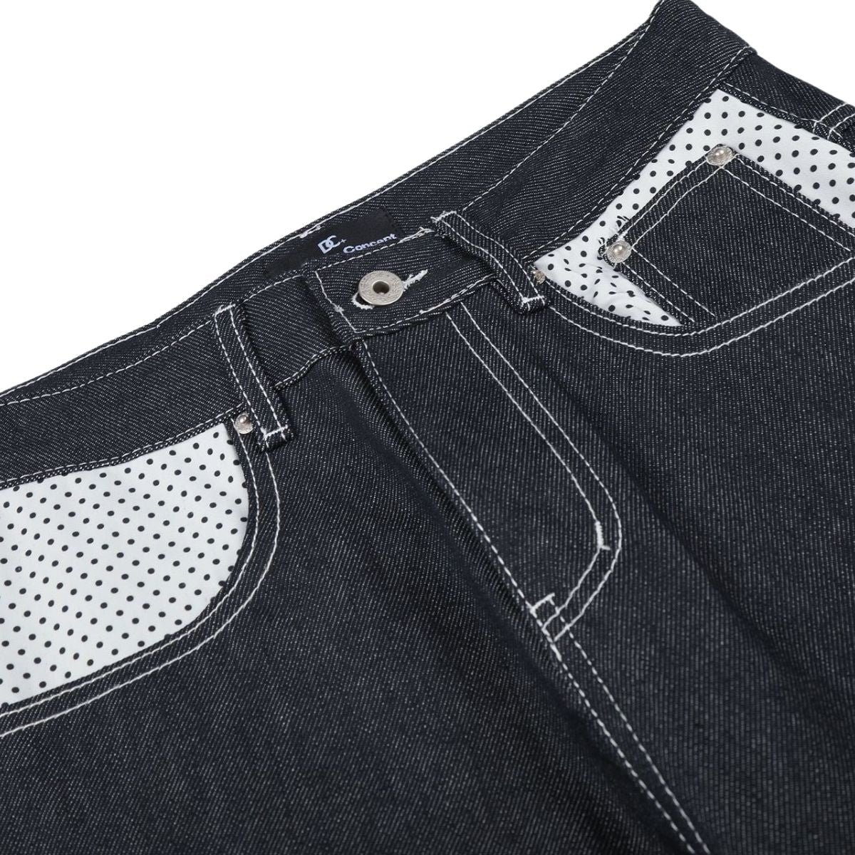 Paneled Pocket Decor Relaxed Raw Denim Jeans