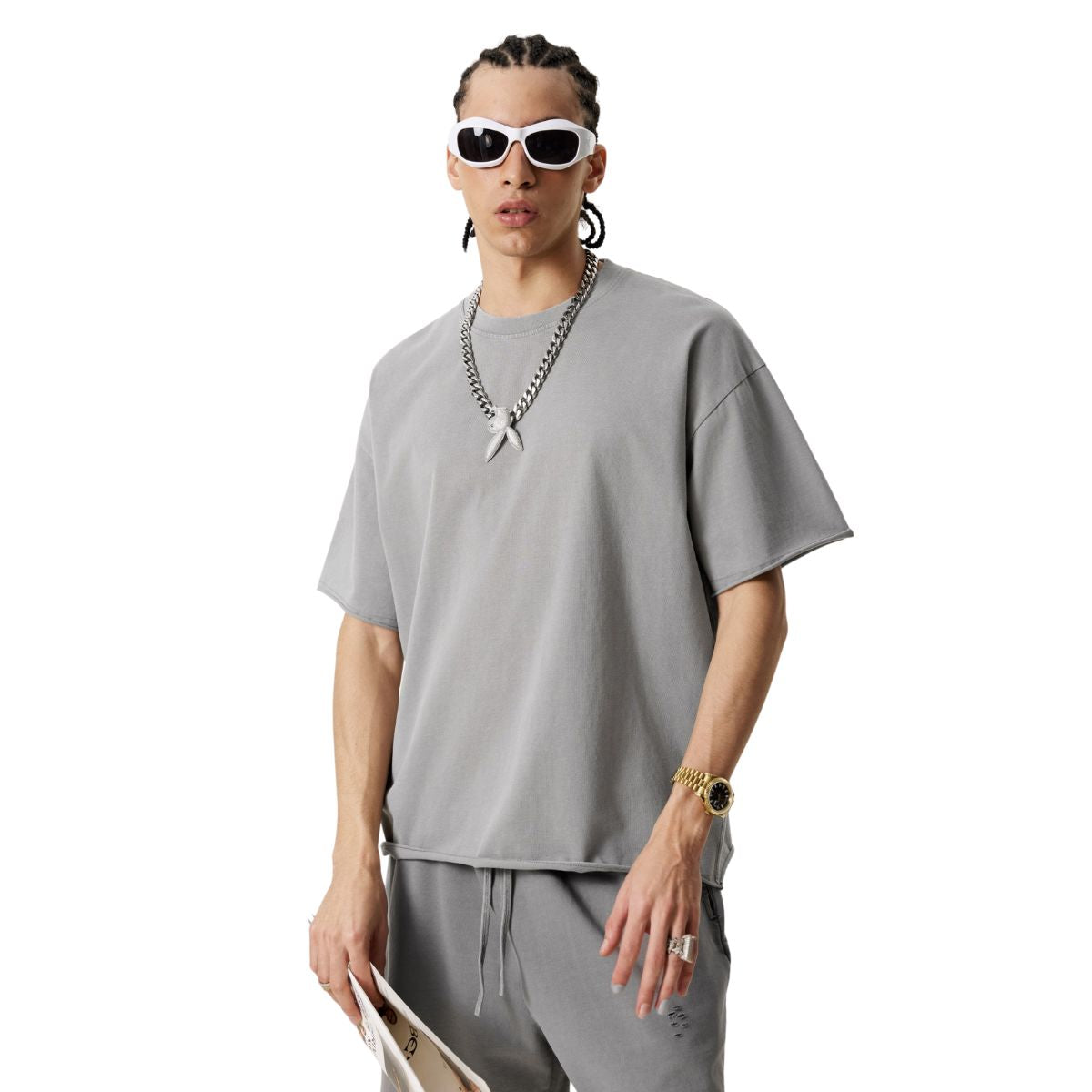 Distressed Raw Edge Washed T Shirt 8oz