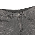 Smoky Gray Distressed Wide-Leg Jeans