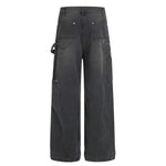 Men's Distressed Punk Cargo Pants �Loose Wide-Leg Streetwear
