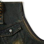 Raw Hem Distressed Denim Cropped Vest