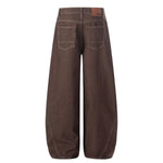 Vintage Washed Curved Seam Baggy Wide-Leg Cargo Jeans