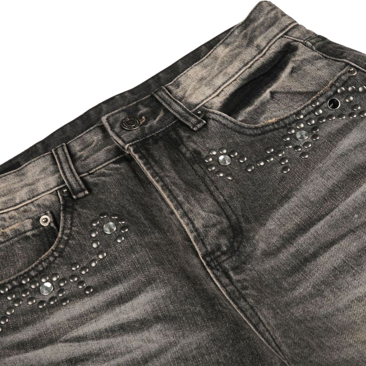 Trendy Metal Stud Embellished Relaxed Fit Jeans
