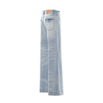 Vintage Washed Light Blue Whiskered Slim Flare Jeans