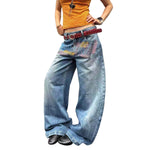 Vintage Graphic Print Relaxed Straight Leg Denim Jeans
