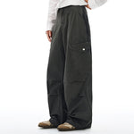 Vintage Workwear Wide-Leg Cargo Pants Multi Pocket Washed