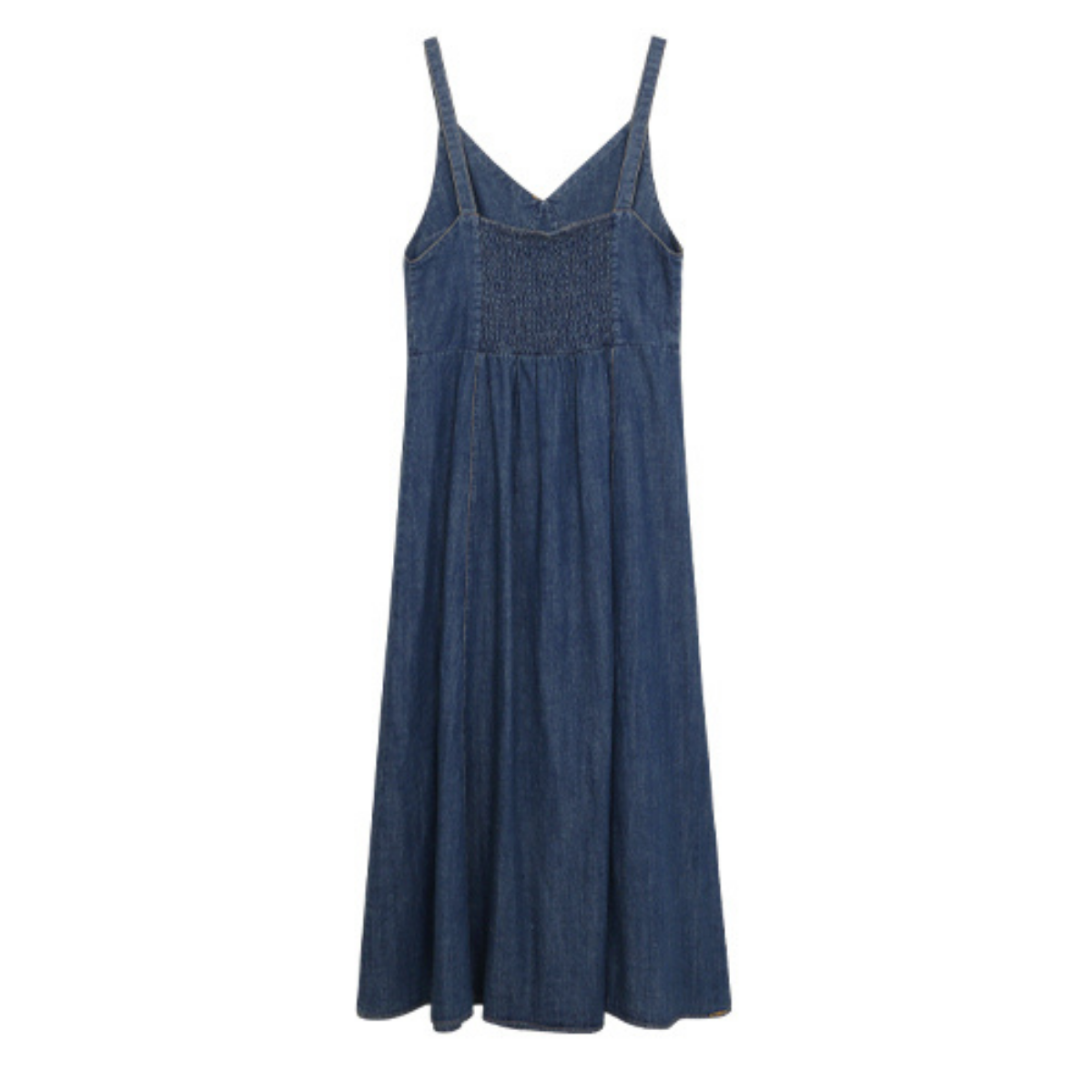 V-Neck Spaghetti Strap Denim Midi Dress