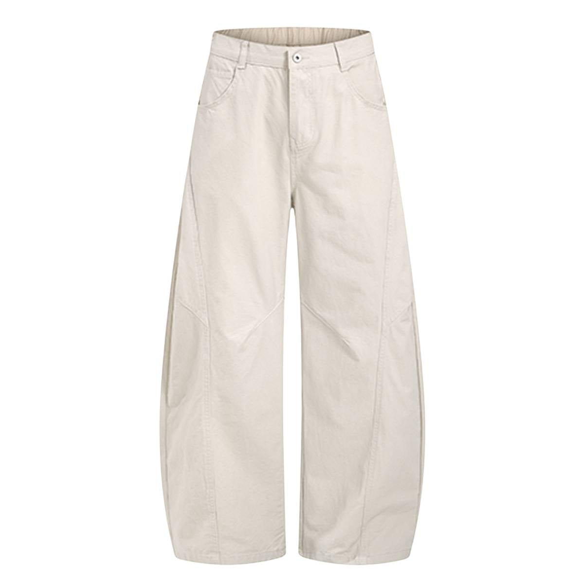 Pantalones de algodón con pierna ancha y color liso