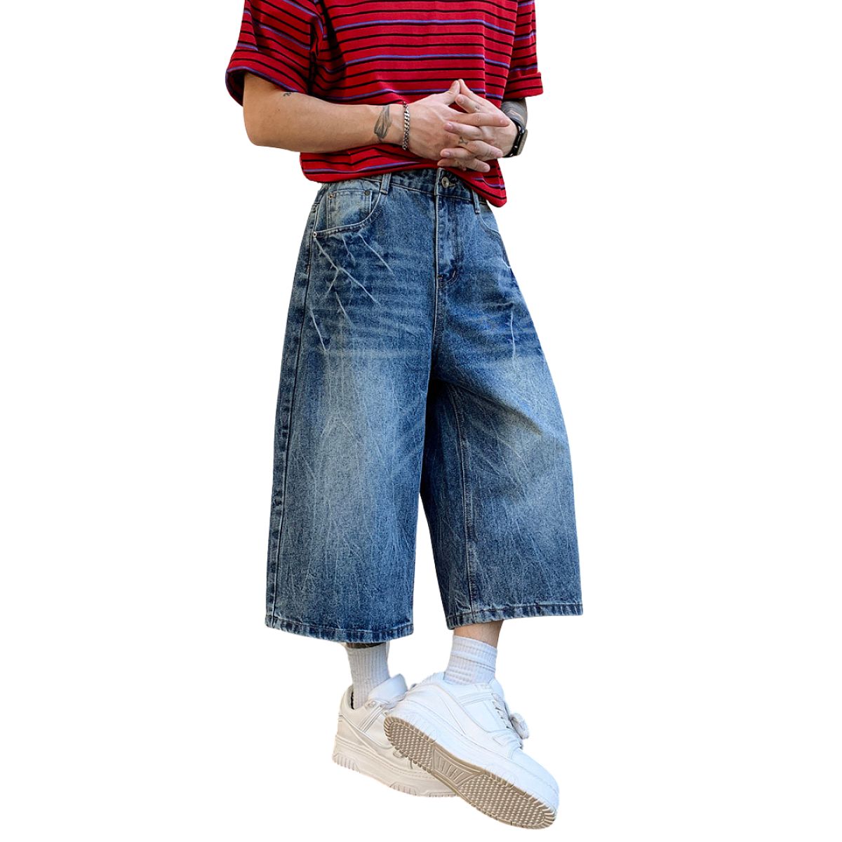 Bermudas con lavado vintage y salpicaduras de tinta
