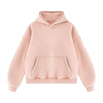 Vintage Washed Distressed Curved‑Sleeve Fleece‑Lined Hoodie