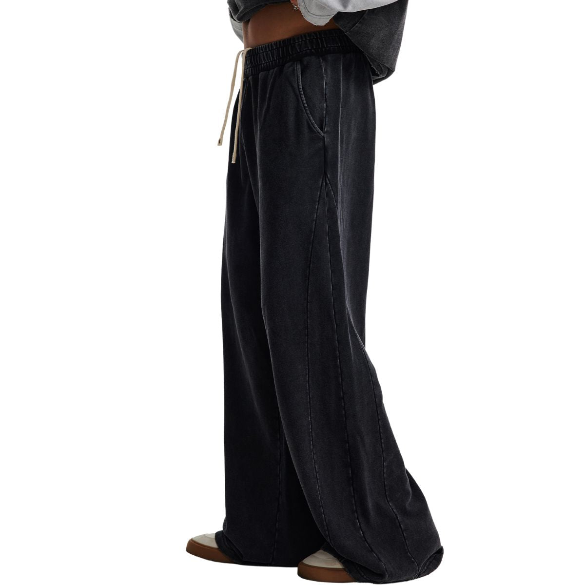 Vintage Washed Distressed Hem Sweatpants