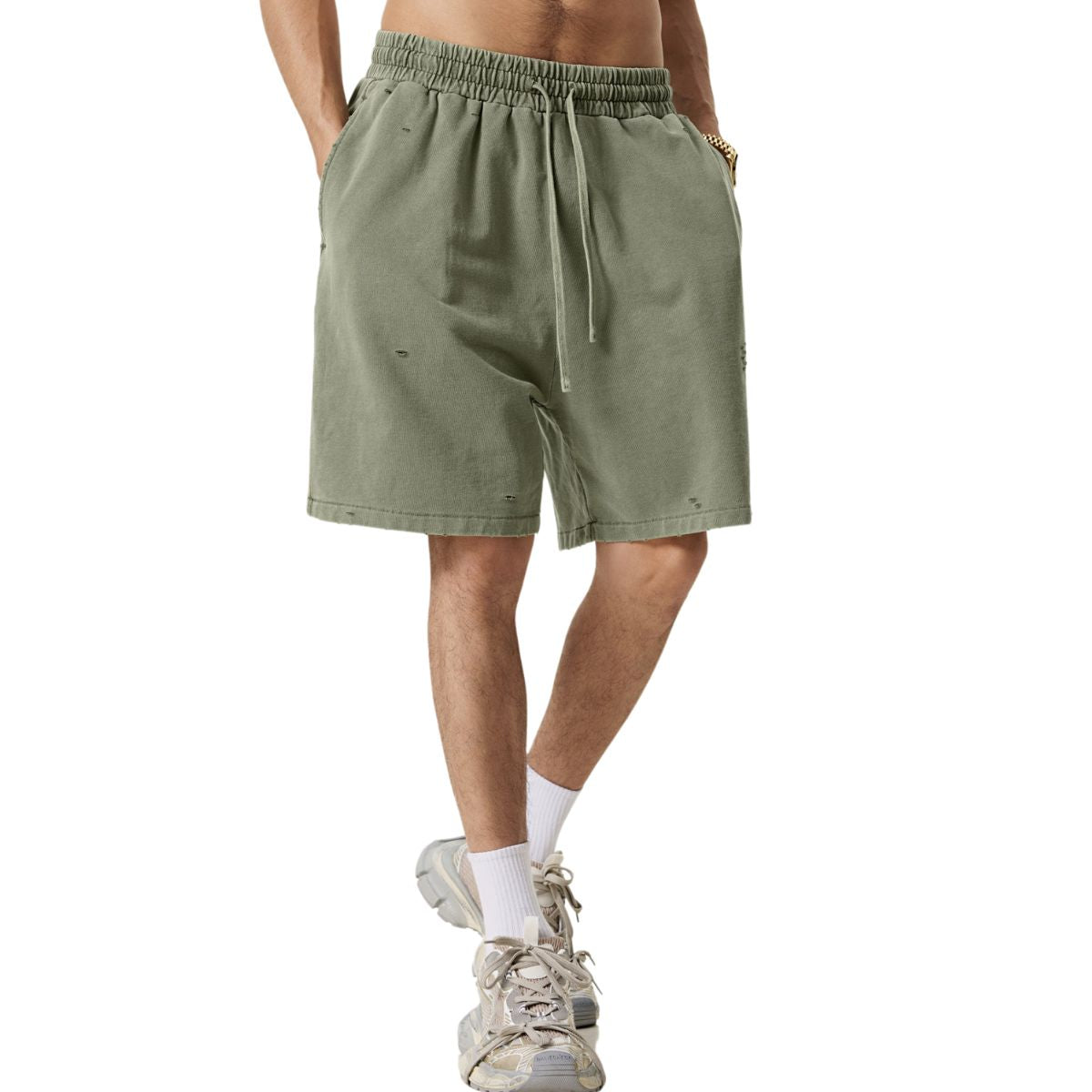 Pantalones cortos destructivos con lavado vintage