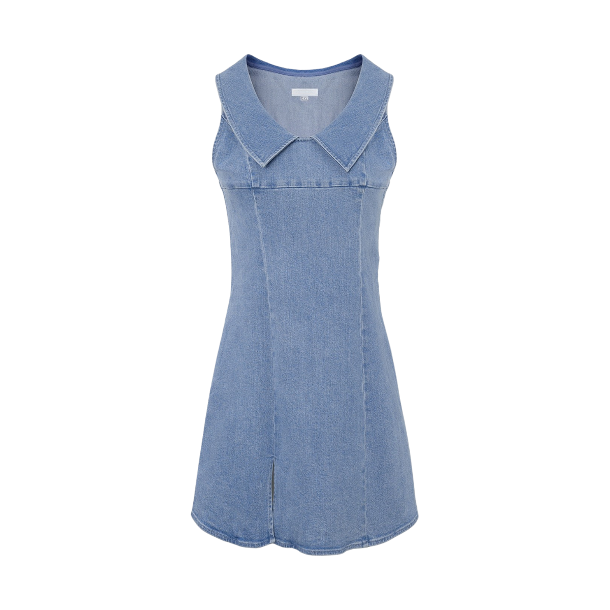 Peter Pan Collar Light Wash Denim Mini Dress