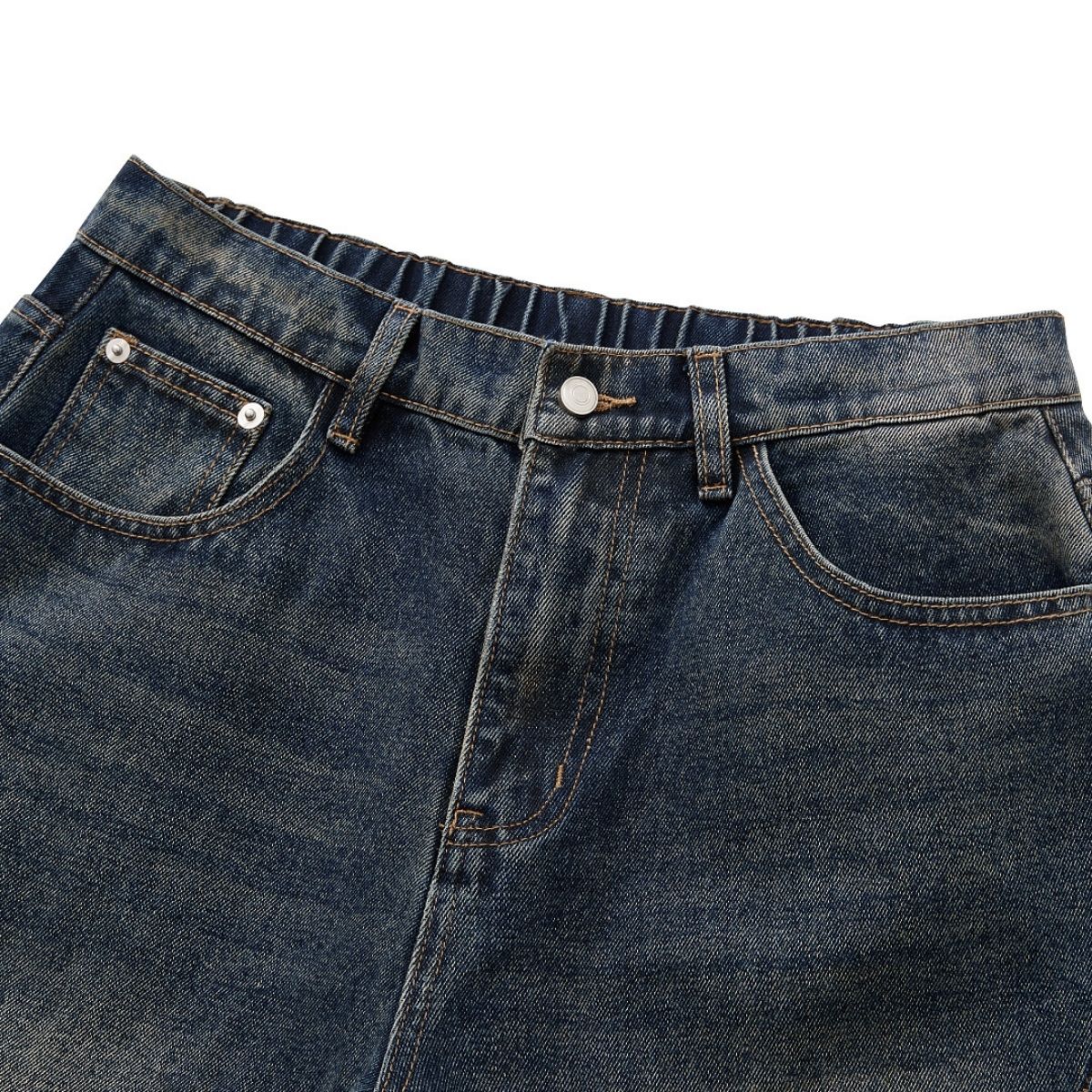 Vintage Gradient Washed Wide Leg Elastic Back Waist Jeans