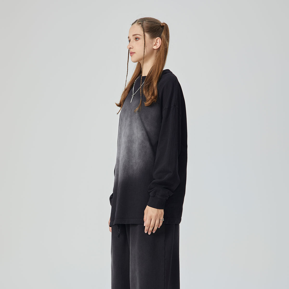 Stone-Washed Faded Cotton Sweatshirt 10.8oz