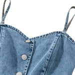 Falda vaquera con bordado de perlas y lavado vintage