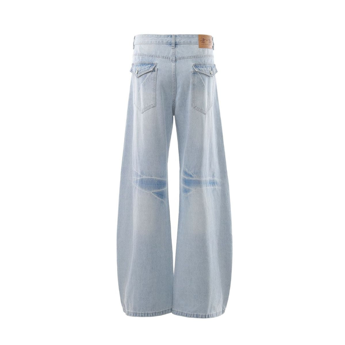 Washed Lightning Pattern Wide Flare Jeans