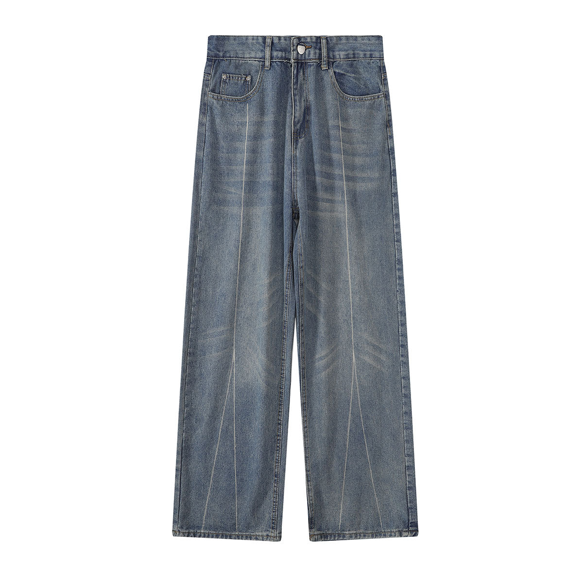Wide Leg Pinstripe Detail Denim Jeans