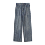 Wide Leg Pinstripe Detail Denim Jeans