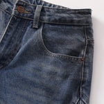 Faded Wash Panel Stitching Barrel-Leg Jeans