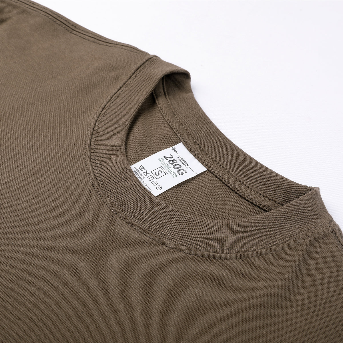 Crew Neck Solid Color Cotton Tee 7.5oz