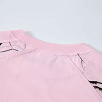 Pink Camo Raglan Sleeve Nature Print Casual Tee