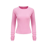 Crew-Neck Long Sleeve Ribbed Top