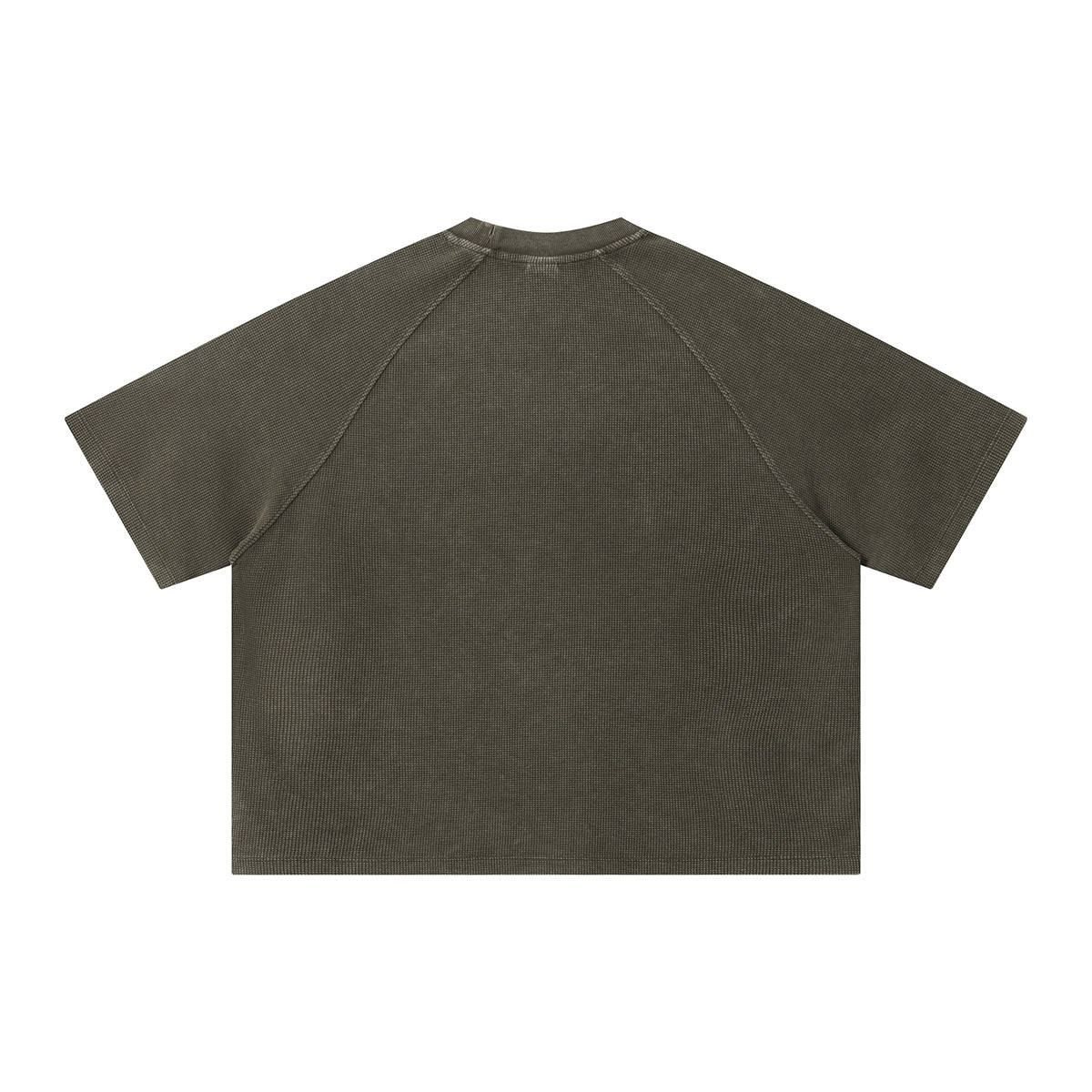 Boxy Waffle Washed Distressed Raglan Tee