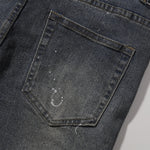 Distressed Dark Denim Vintage Wash Flared Jeans