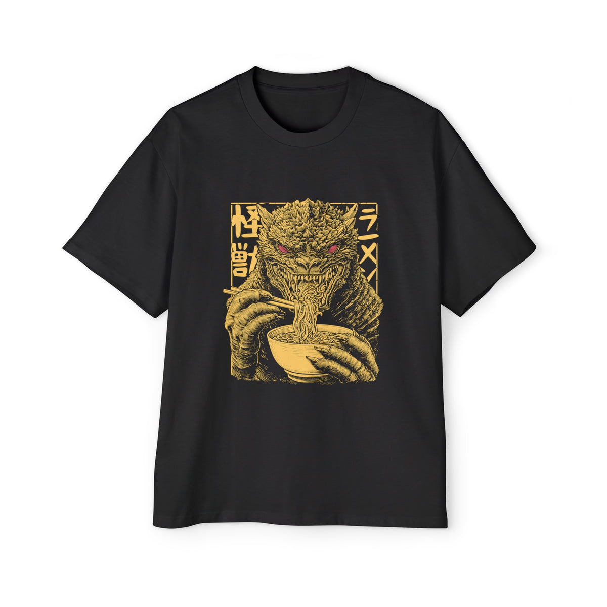 Japanese Kaiju Eating Ramen Graphic Tee-INNBLAC Fashion Apparel