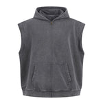 Sleeveless Zip Hoodie Casual Vest Hood Pockets Included