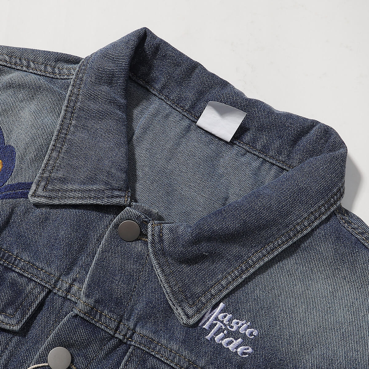 Butterfly Embroidery Denim Trucker Jacket