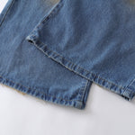 Loose Fit Embroidered Patch Distressed Jeans