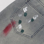 Paint Splatter Distressed Wide Leg Denim