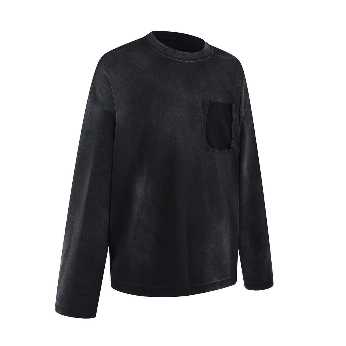 Faded Color Block Pocket Long Sleeve