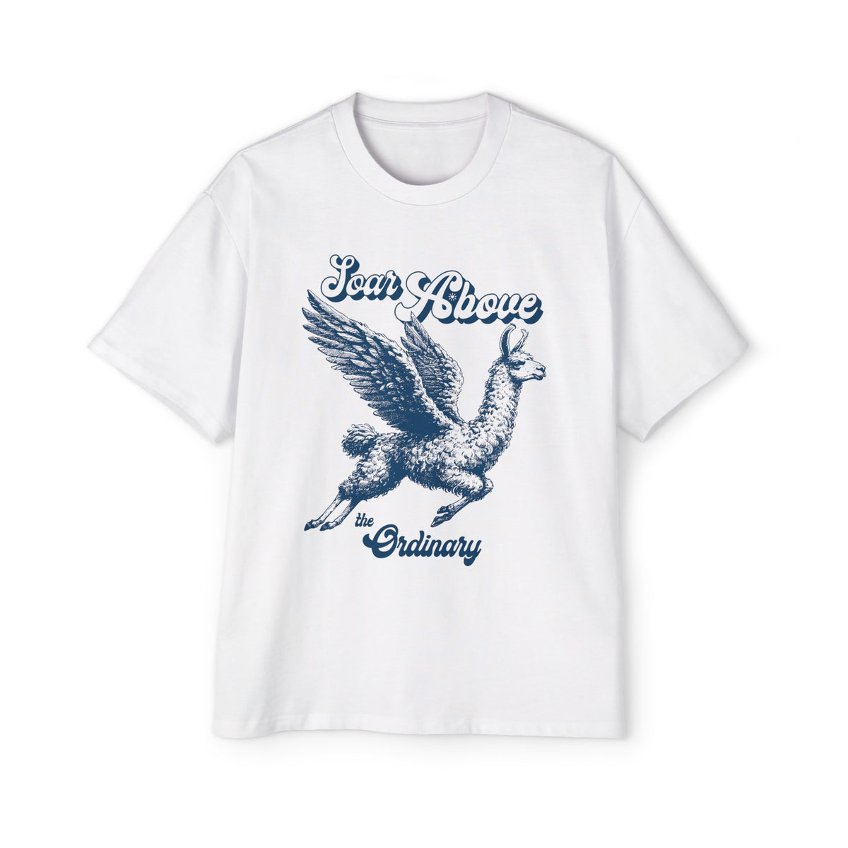 Llama Alpaca Flying Retro Graphic Tee-INNBLAC Fashion Apparel
