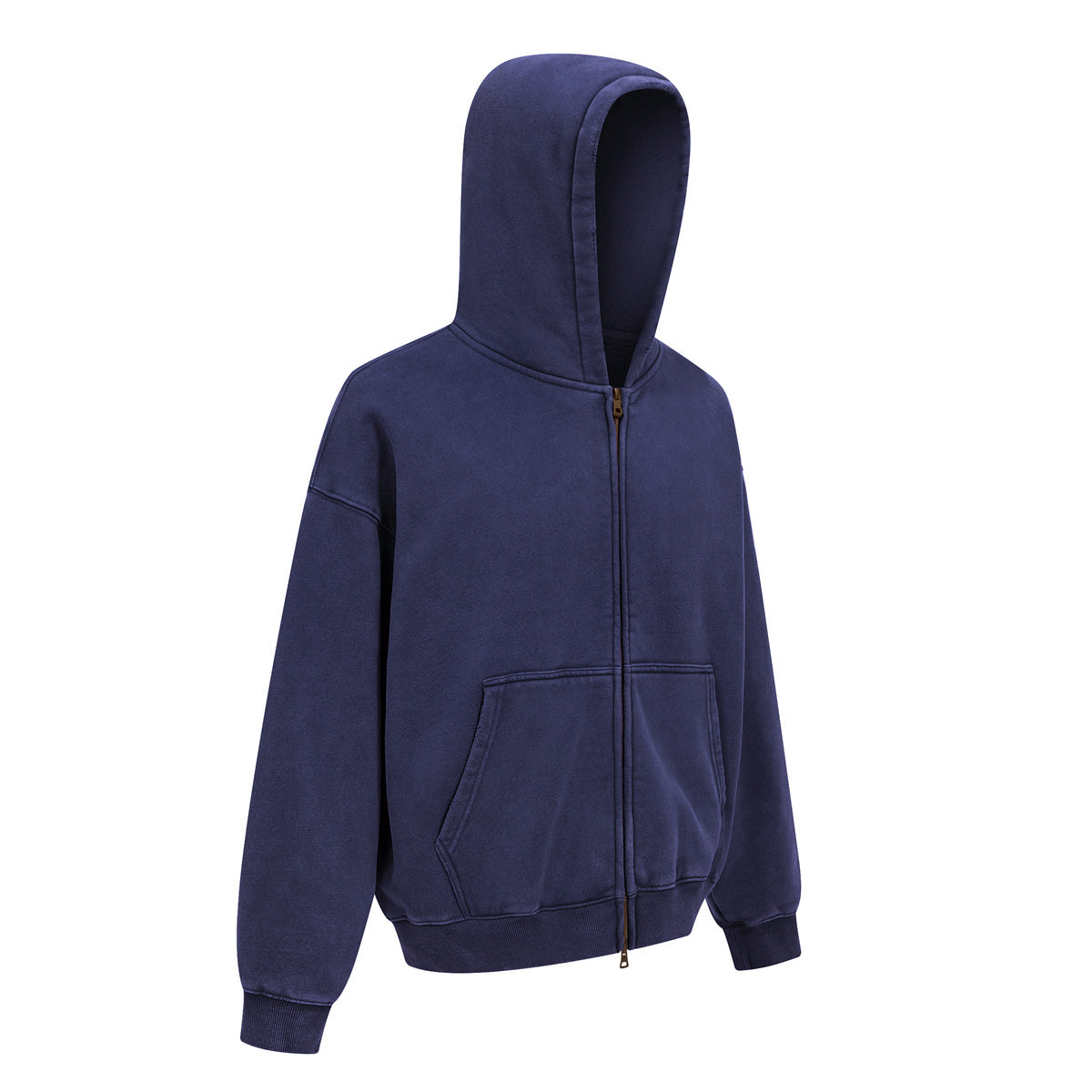 Vintage Oversized Full Zip Kangaroo Pocket Hoodie