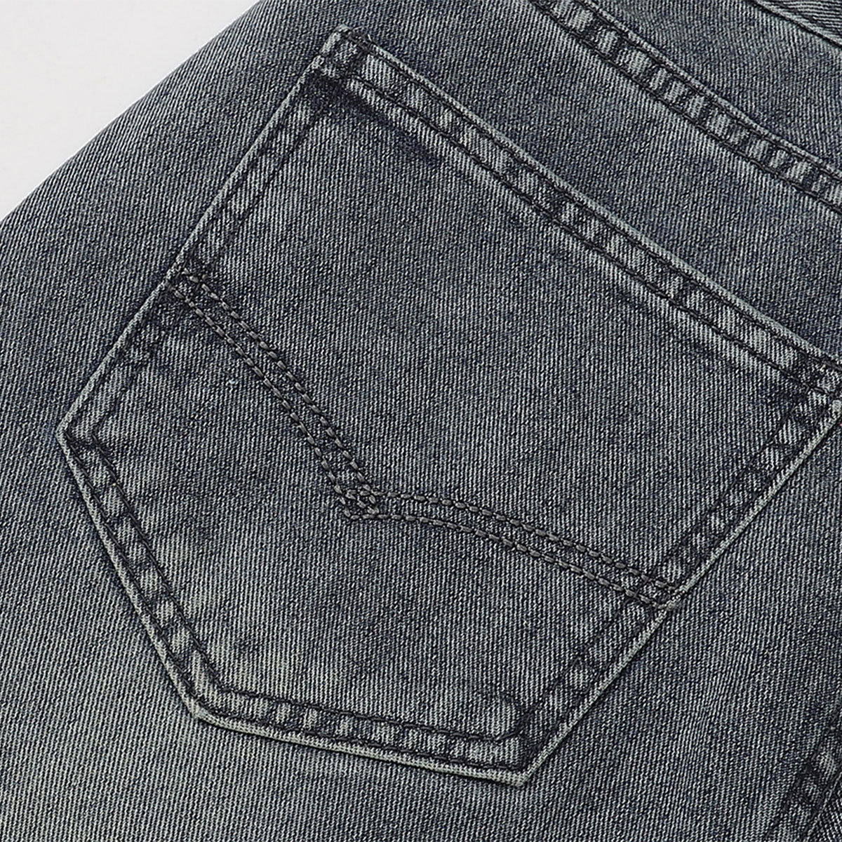 Vintage Wash Wide Leg Denim Jeans