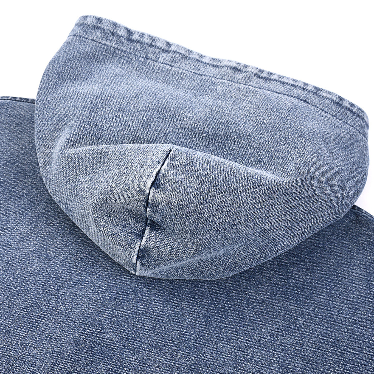 Knit Denim Kangaroo Pocket Hoodie