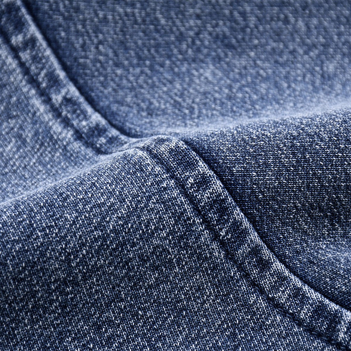 Knit Denim Kangaroo Pocket Hoodie