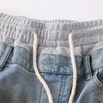Vintage Wash Double-Waistband Ripped Jeans
