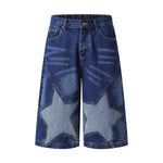 Star Patchwork Denim Bermuda Shorts
