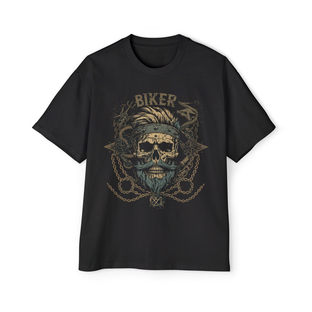 Skull Biker Graphic Tee-INNBLAC Fashion Apparel
