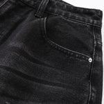 Ripped Patchwork Plaid Denim Bermuda Shorts