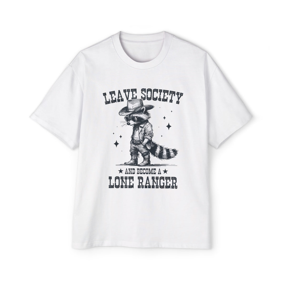 Cowboy Racoon Leave Society Graphic Tee-INNBLAC Fashion Apparel
