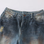 Vintage Distressed Wide-Leg Ripped Jeans